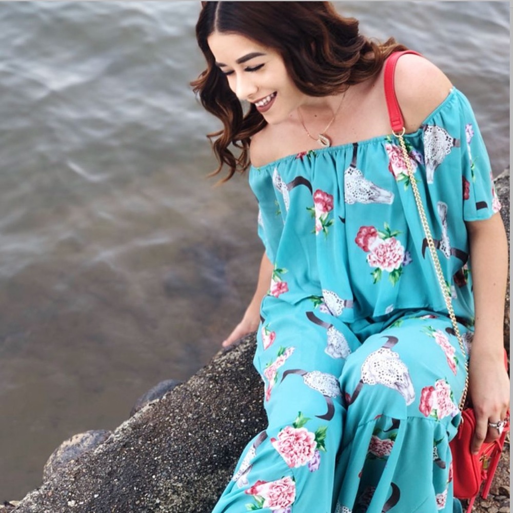 Sage Multi Skull Floral Jumpsuit